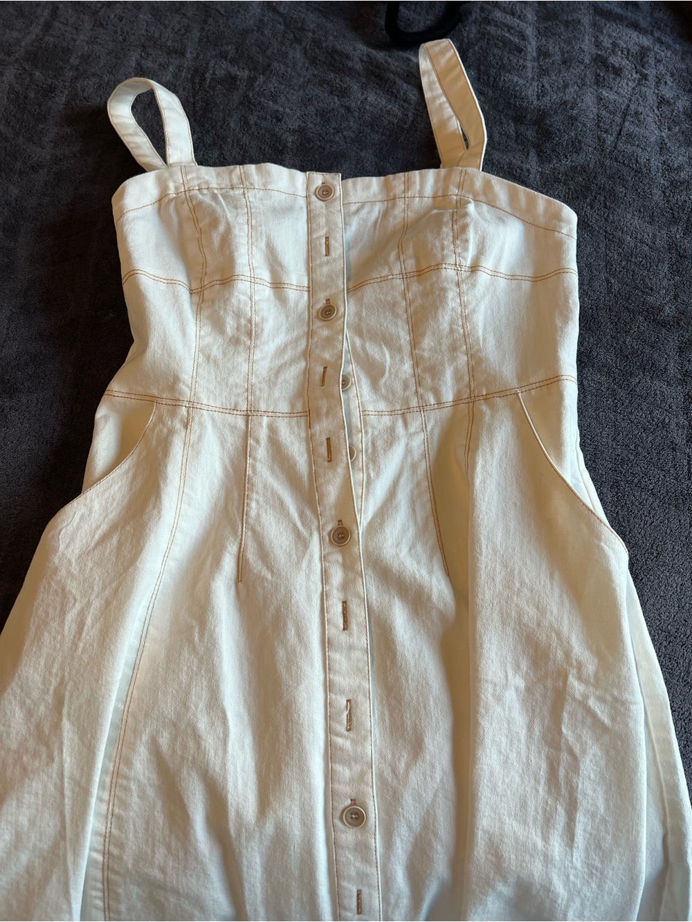 TALULAH Cream Button-Front Midi Dress